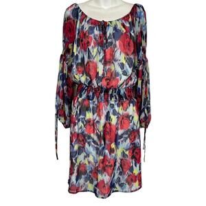Allen B by Allen Schwartz Women's Blouson Floral Long Statement Sleeve Dress 12